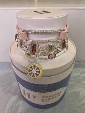 Sugared Citrus Silver Plating Bracelet with Lab Created Stones and Removable Chs